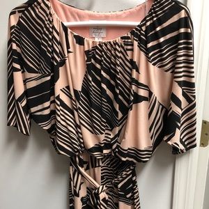 Blush and black dress.